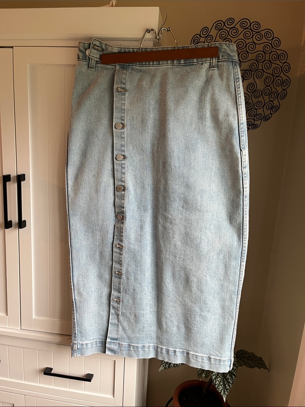 Oat New York Light Wash Denim Midi Skirt - Picture 1 of 4